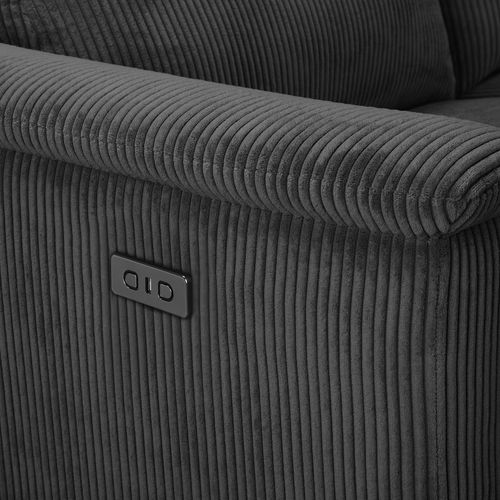 Lund-canapé 3 Places Avec 1 Relax Électrique En Tissu Anthracite