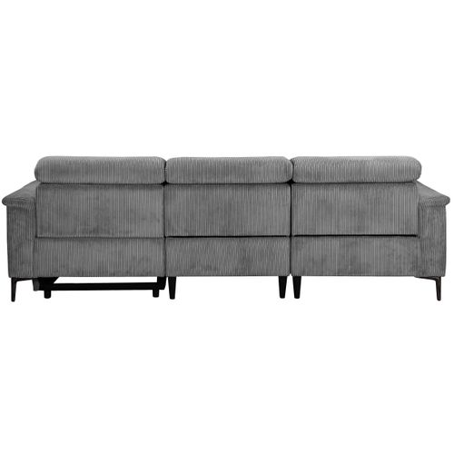 Lund-canapé D'angle 3 Places Avec 1 Relax Manuel En Velours Côtelé Gris