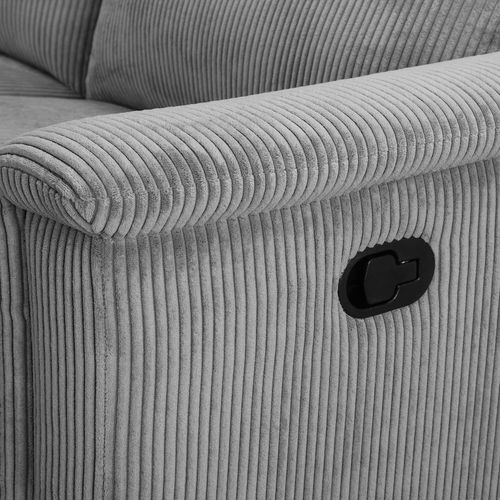 Lund-canapé D'angle 3 Places Avec 1 Relax Manuel En Velours Côtelé Gris