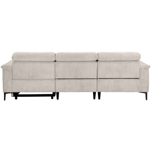 Lund-canapé D'angle 3 Places Avec 1 Relax Manuel En Velours Côtelé Crème