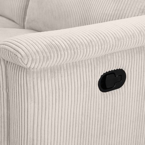 Lund-canapé D'angle 3 Places Avec 1 Relax Manuel En Velours Côtelé Crème