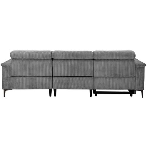 Lund-canapé D'angle 3 Places Avec 1 Relax Manuel En Velours Côtelé Gris