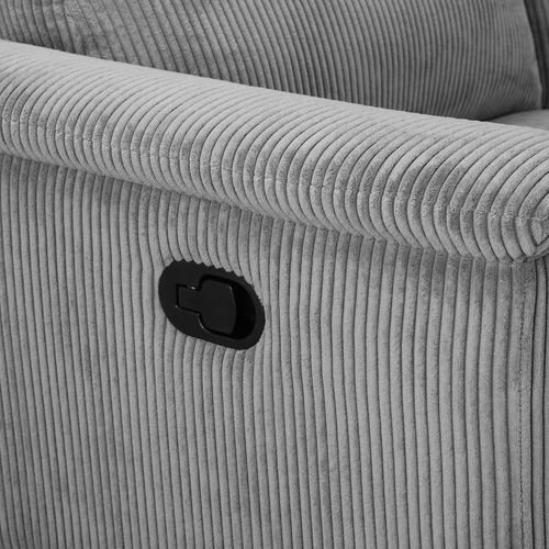 Lund-canapé D'angle 3 Places Avec 1 Relax Manuel En Velours Côtelé Gris