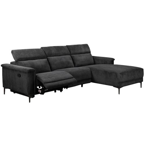 Lund-canapé D'angle 3 Places Avec Fonction Manuelle En Tissu Anthracite