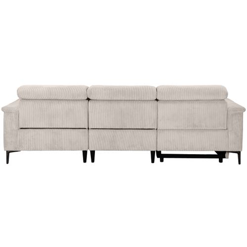 Lund-canapé D'angle 3 Places Avec 1 Relax Manuel En Velours Côtelé Crème