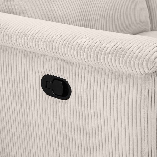 Lund-canapé D'angle 3 Places Avec 1 Relax Manuel En Velours Côtelé Crème