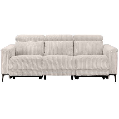 Lund-canapé 3 Places Avec 2 Relax Électriques En Velours Côtelé Crème