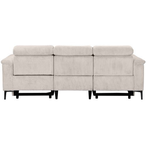 Lund-canapé 3 Places Avec 2 Relax Électriques En Velours Côtelé Crème