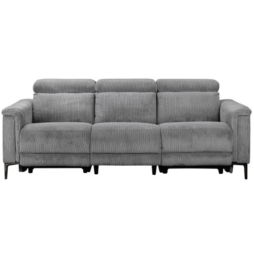 Lund-canapé 3 Places Avec 2 Relax Manuels En Tissu Velours Côtelé Gris