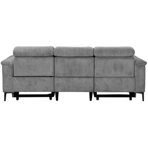 Lund-canapé 3 Places Avec 2 Relax Manuels En Tissu Velours Côtelé Gris