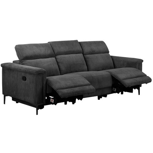 Lund-canapé 3 Places Avec 2 Relax Manuels En Velours Côtelé Anthracite