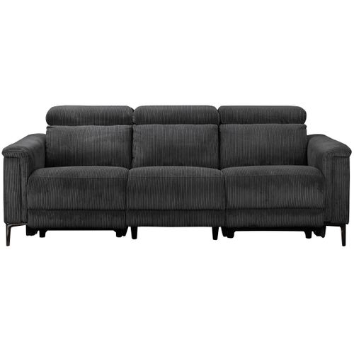 Lund-canapé 3 Places Avec 2 Relax Manuels En Velours Côtelé Anthracite