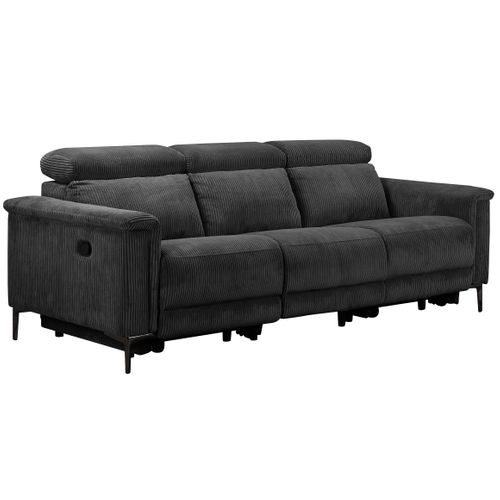 Lund-canapé 3 Places Avec 2 Relax Manuels En Velours Côtelé Anthracite