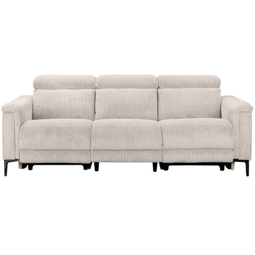 Lund-canapé 3 Places Avec 2 Relax Manuels En Velours Côtelé Crème