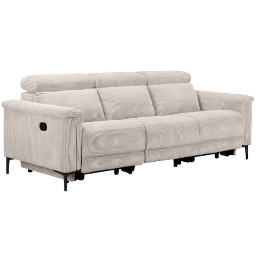 Lund-canapé 3 Places Avec 2 Relax Manuels En Velours Côtelé Crème