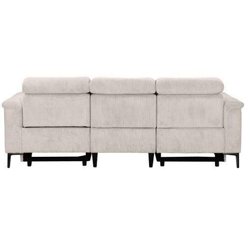 Lund-canapé 3 Places Avec 2 Relax Manuels En Velours Côtelé Crème