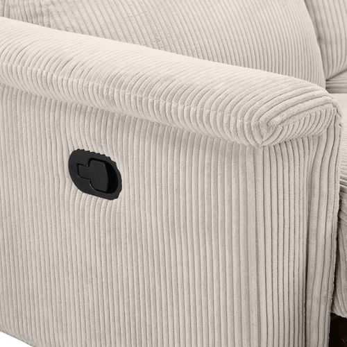 Lund-canapé 3 Places Avec 2 Relax Manuels En Velours Côtelé Crème