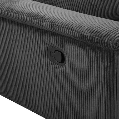 Lund-canapé 2 Places Avec 1 Fauteuil Relax Manuel En Velours Côtelé Anthracite