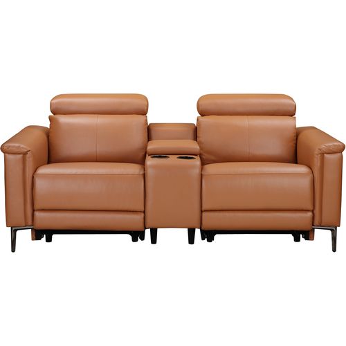 Lund-double Fauteuil à Bascule Électrique En Pu Couleur Cognac