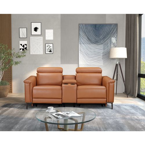 Lund-double Fauteuil à Bascule Électrique En Cuir Pu Couleur Cognac