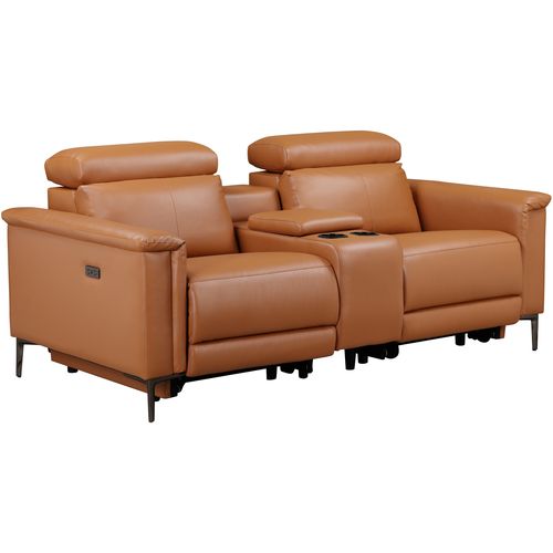 Lund-double Fauteuil à Bascule Électrique En Cuir Pu Couleur Cognac