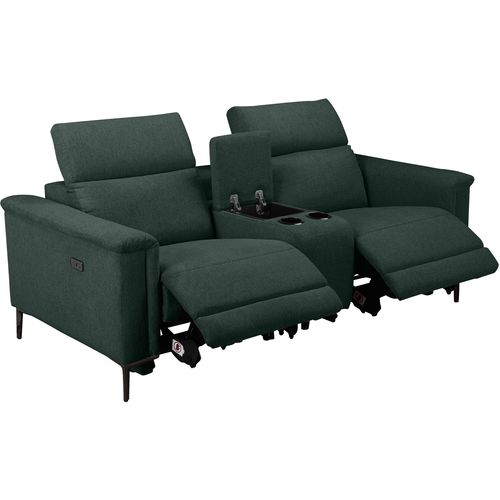 Lund-double Fauteuil à Bascule Électrique En Tissu Vert Foncé