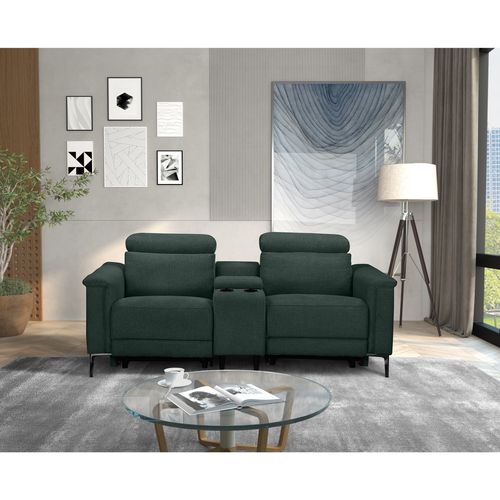 Lund-double Fauteuil à Bascule Électrique En Tissu Vert Foncé