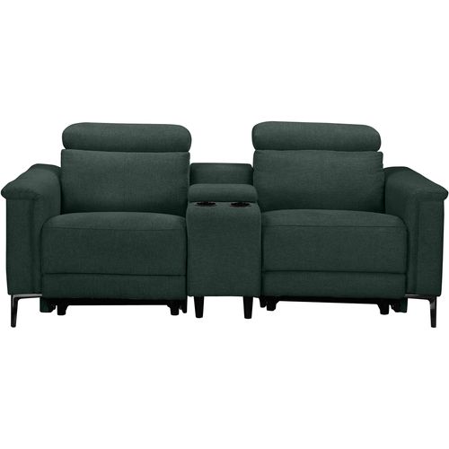 Lund-double Fauteuil à Bascule Électrique En Tissu Vert Foncé