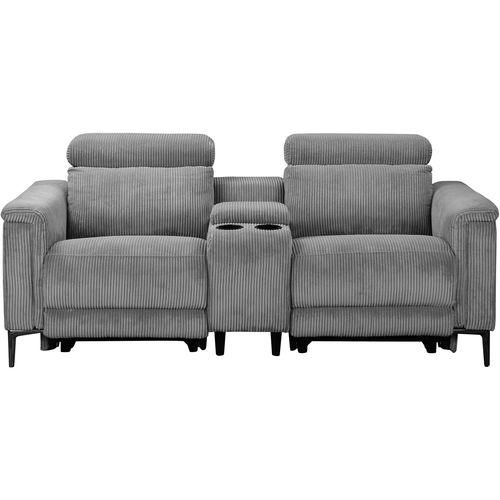 Lund-double Fauteuil Inclinable Manuel En Velours Côtelé Gris