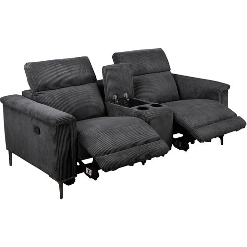 Lund-fauteuil De Repos Double Avec Fonction Manuelle En Velours Côtelé Anthracite