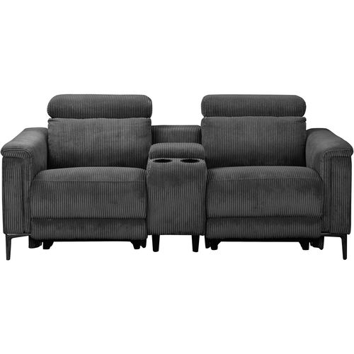 Lund-fauteuil De Repos Double Avec Fonction Manuelle En Velours Côtelé Anthracite