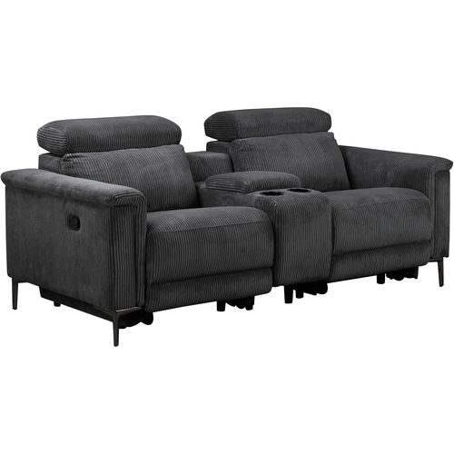 Lund-fauteuil De Repos Double Avec Fonction Manuelle En Velours Côtelé Anthracite