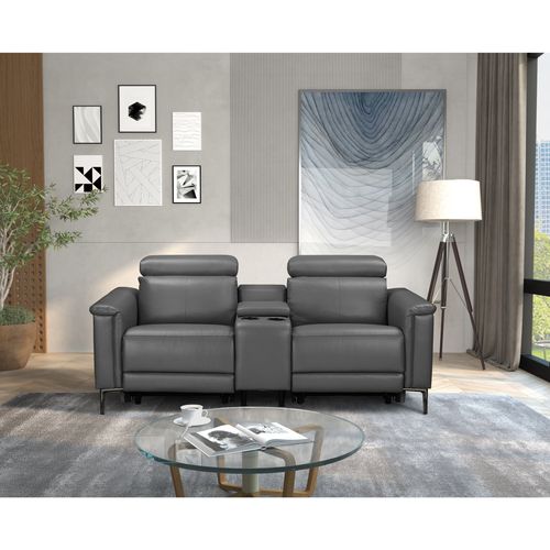 Lund-double Fauteuil à Bascule Manuel En Cuir Pu Gris