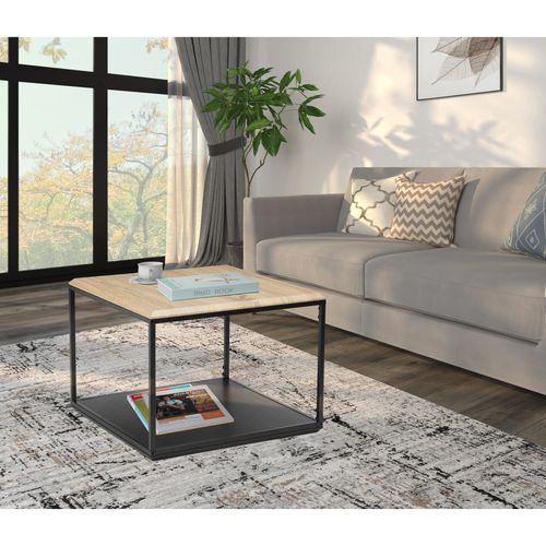 Taion-table Basse Carrée En Effet Chêne Noir