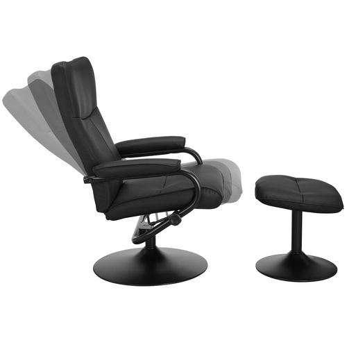 Istad-fauteuil Inclinable + Tabouret En Pu Noir