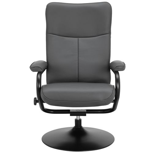 Istad-fauteuil Inclinable + Tabouret En Pu Gris
