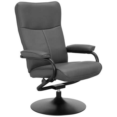 Istad-fauteuil Inclinable + Tabouret En Pu Gris