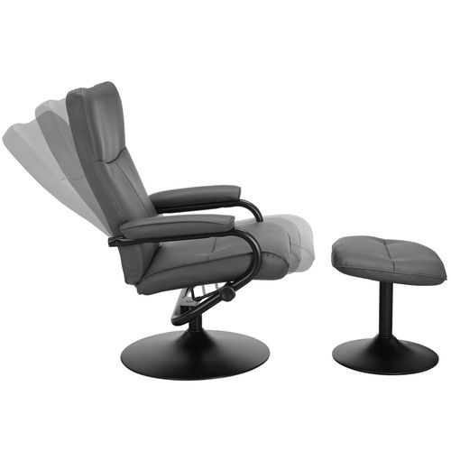 Istad-fauteuil Inclinable + Tabouret En Pu Gris