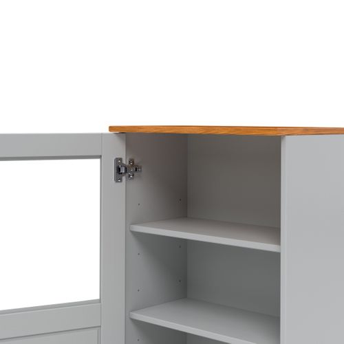 Armoire Murale Avec 1 Porte Vitrée En Pin Gris