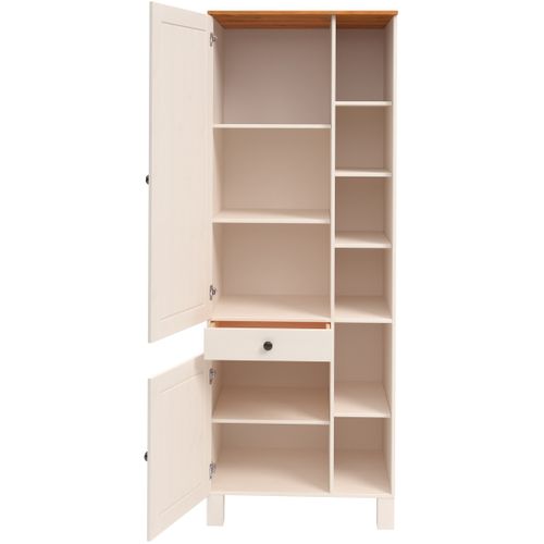 Meuble Haut 2 Portes 1 Tiroir Et 6 Casiers En Pin Blanc