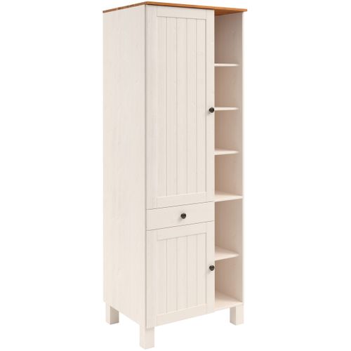 Meuble Haut 2 Portes 1 Tiroir Et 6 Casiers En Pin Blanc