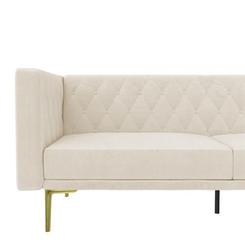 Marseille-canapé 3 Places En Velours Ivoire