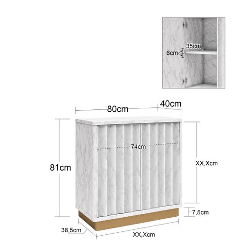 Rene-armoire Avec 2 Portes En Effet Marbre Blanc