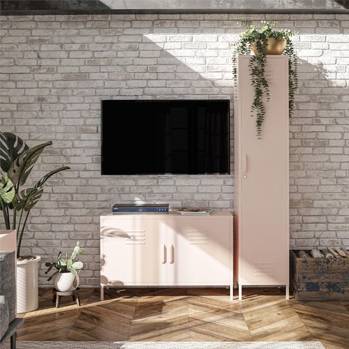 Mission District - Armoire Haute Avec 1 Porte En Métal Rose