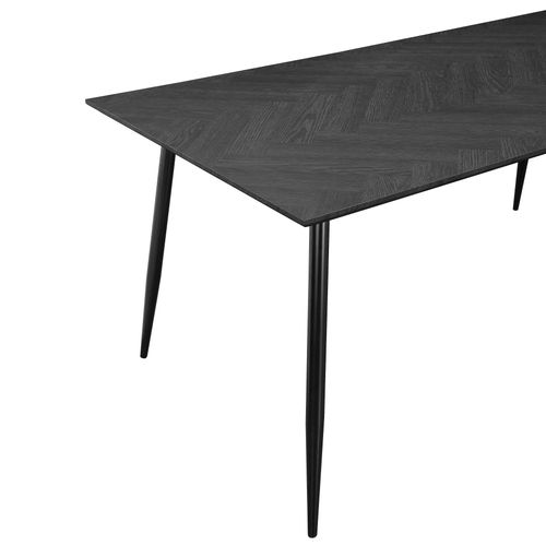 Monza-table De Salle à Manger 160 Cm En Chêne Gris à Motif Arêtes De Poisson Et Noir