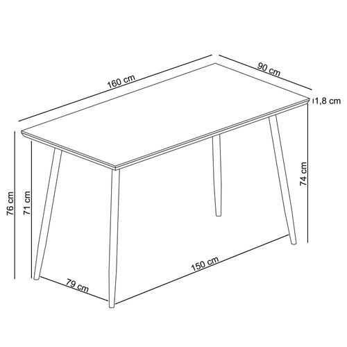 Monza - Table à Manger En Effet Pierre / Noir 8 Personnes L160