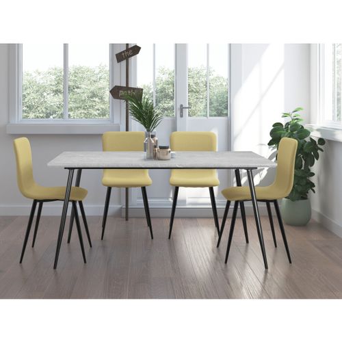 Monza - Table à Manger En Effet Pierre / Noir 8 Personnes L160