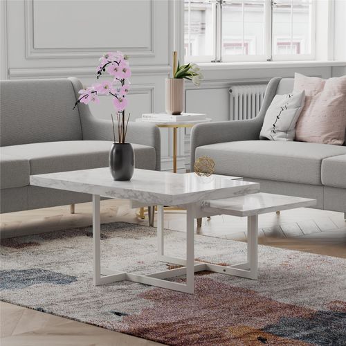 Brielle - Table Basse En Effet Marbre Blanc