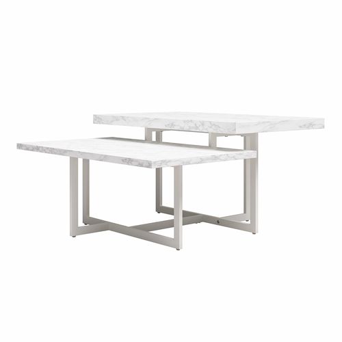 Brielle - Table Basse En Effet Marbre Blanc