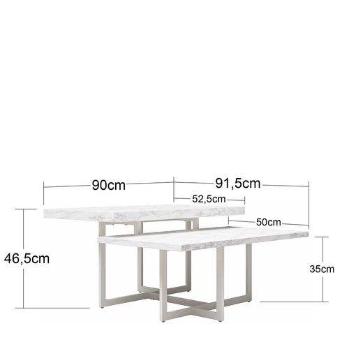 Brielle - Table Basse En Effet Marbre Blanc